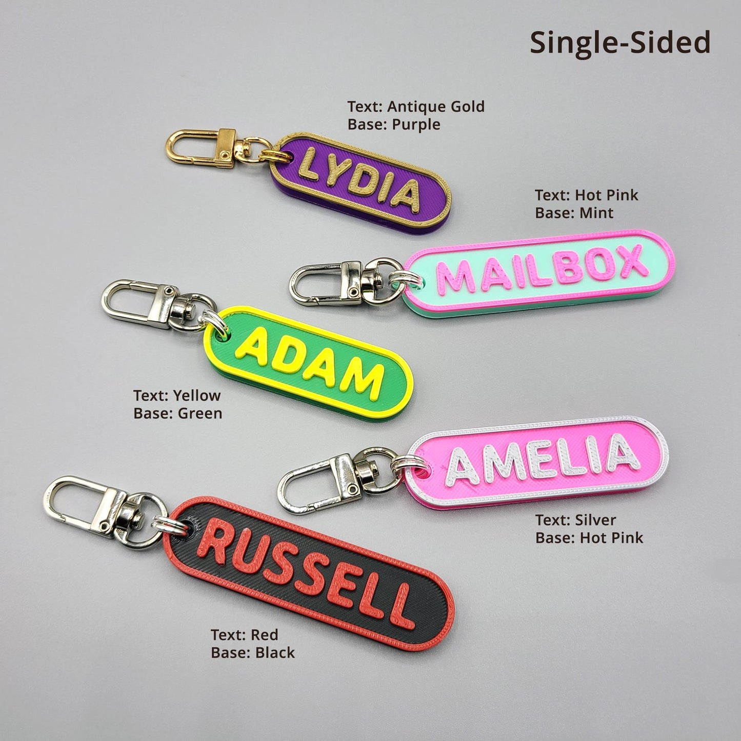 Double-Sided and Single-Sided Personalized Keychains