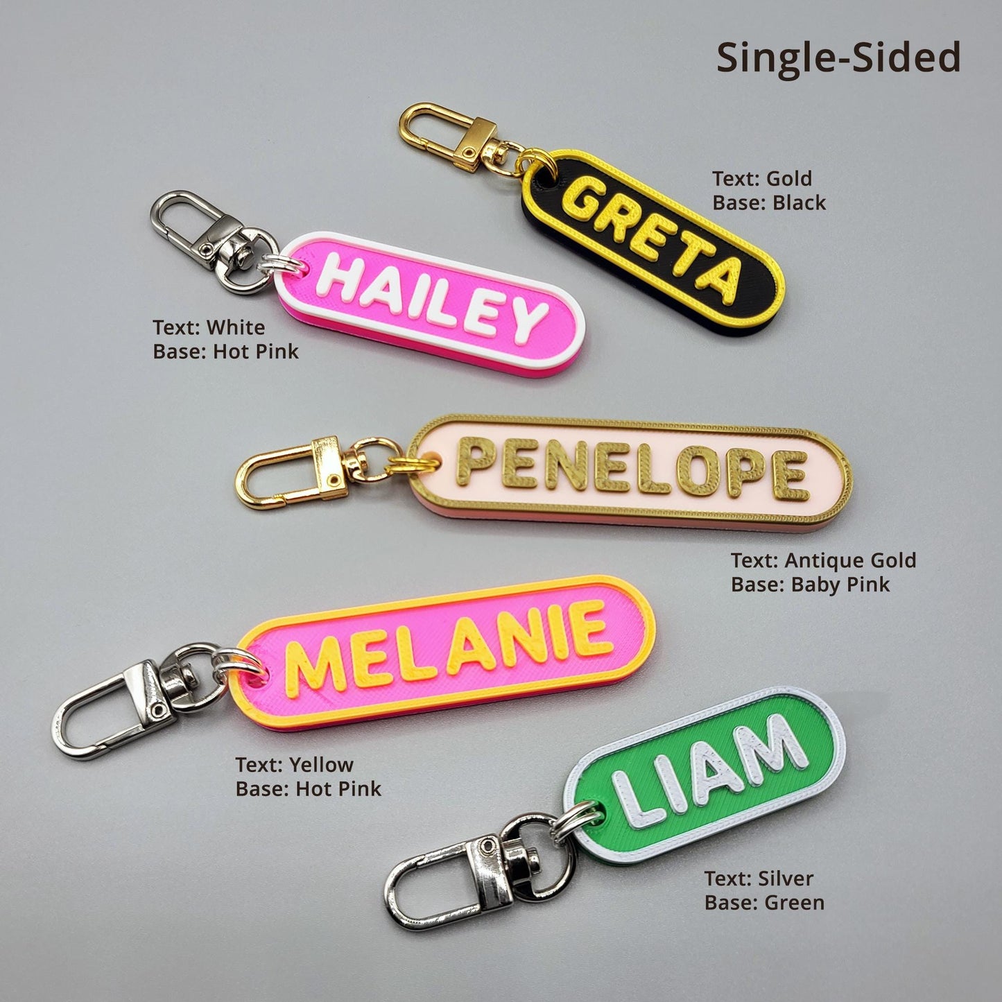 Double-Sided and Single-Sided Personalized Keychains