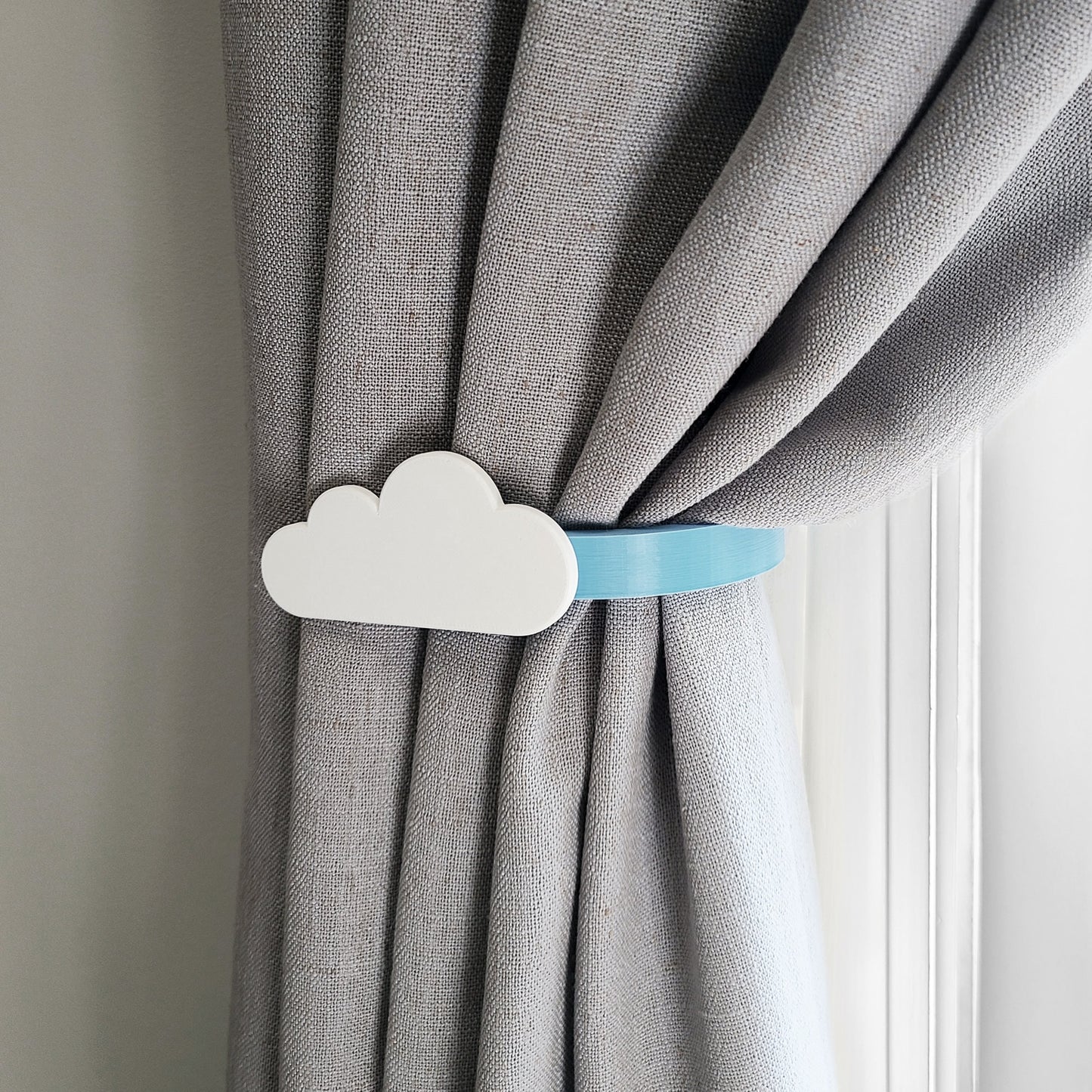 Replaceable Cloud Shape Curtain Holdbacks/Tiebacks 3D Printed Plastic (Set of left and right)
