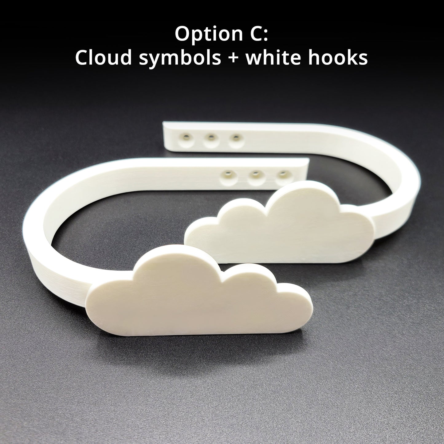 Replaceable Cloud Shape Curtain Holdbacks/Tiebacks 3D Printed Plastic (Set of left and right)